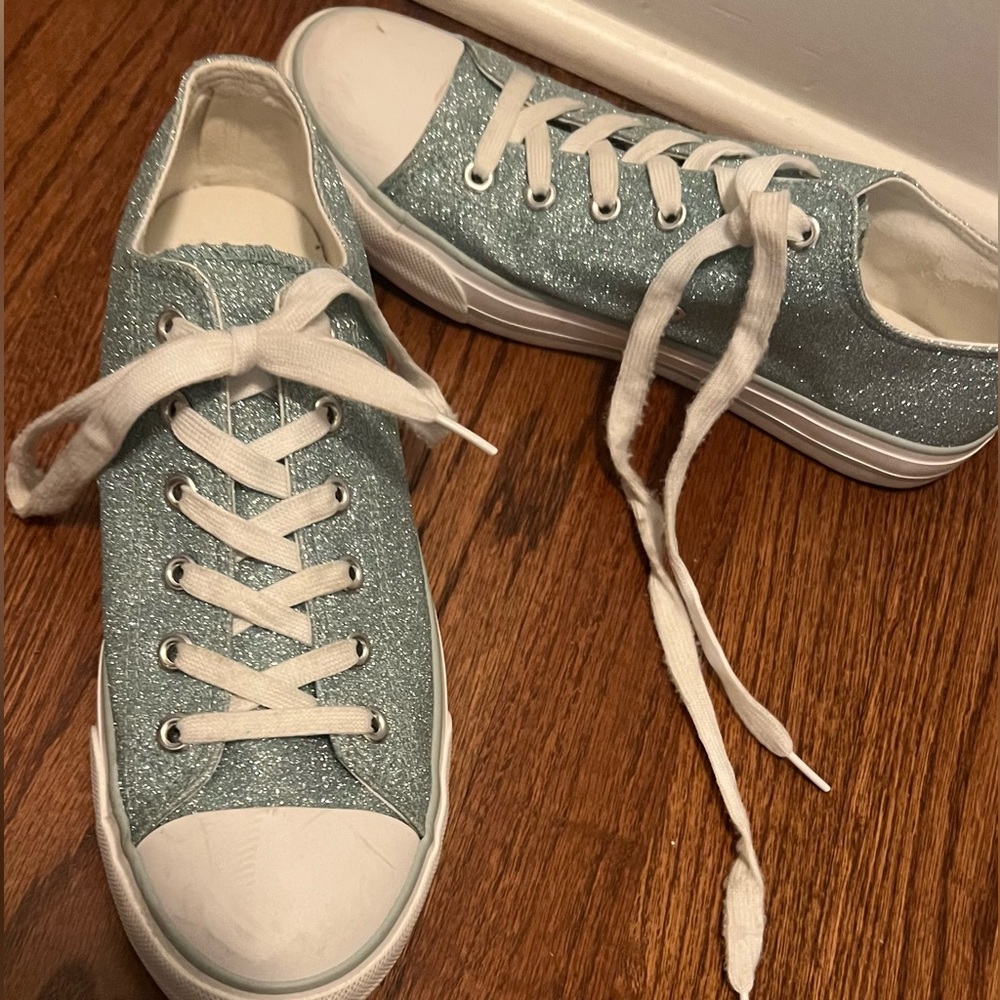 Blue sparkle sneakers (size 8)